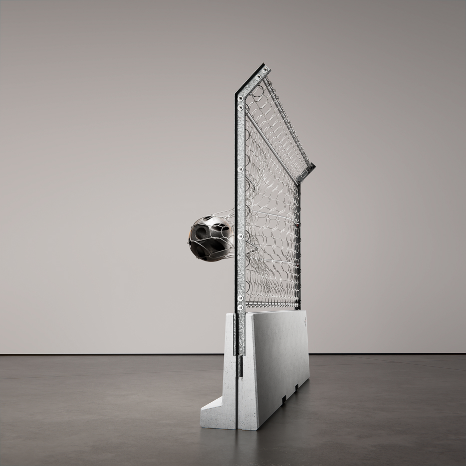 Side view of Spengler debris fence absorbing high-speed impact